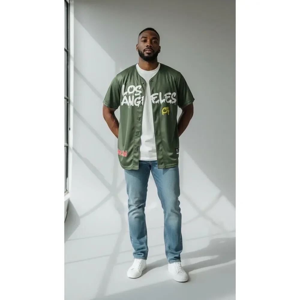 BOYZ N THE HOOD - Men's Short Sleeve Green Jersey Los Angeles Graphic Size XL